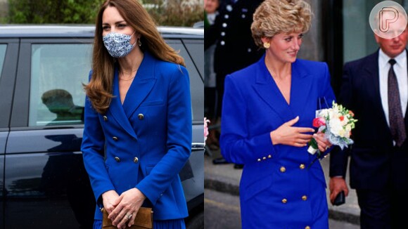 Em 2021, Kate Middleton chamou atenção ao recriar um look azul da sogra, a Princesa Diana