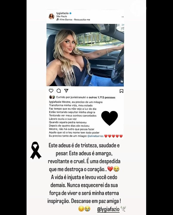 Morte da modelo Lygia Fazio: Simone Siqueira afirmou que seus sentimentos são de tristeza e saudade e algo 'amargo, revoltante e cruel'