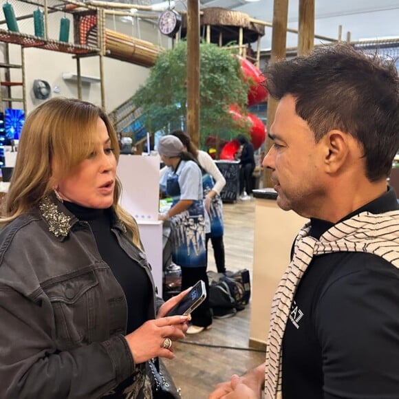 Zezé Di Camargo e Zilu foram vistos conversando na festa de João Francisco