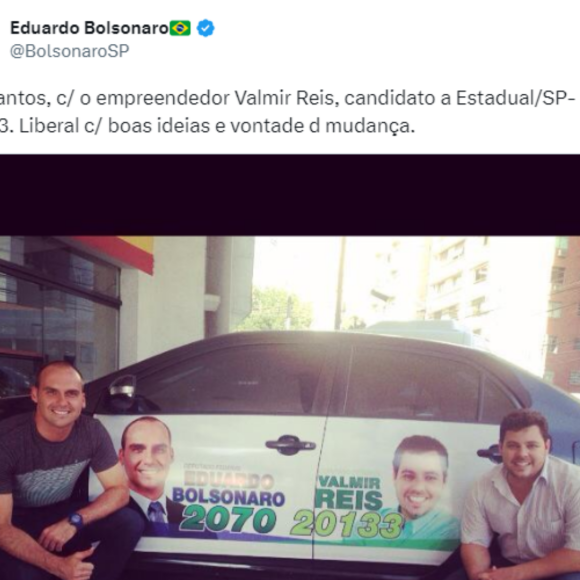Valmir Reis recebeu o apoio de Eduardo Bolsonaro, mas não conseguiu se eleger