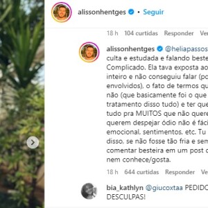 Alisson finalmente se pronunciou após o seu término ser revelado.