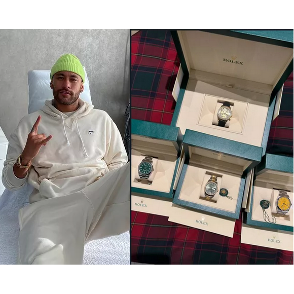 Neymar tem uma coleção extensa de relógios de luxo Rolex