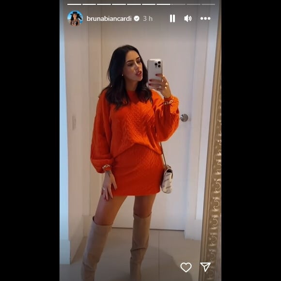 Bruna Biancardi apostou em um look de inverno mais folgado