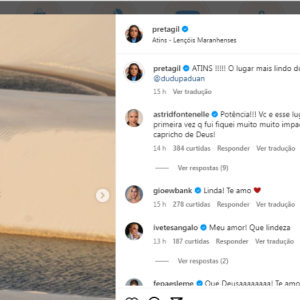 Preta Gil publicou uma série de fotos de biquíni no Maranhão