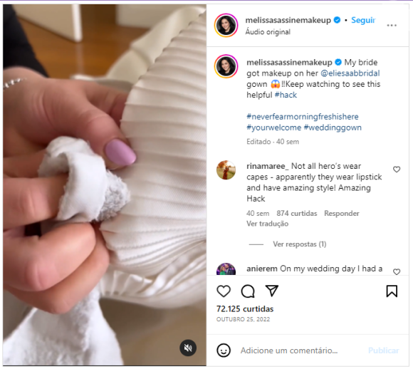 Este caso do vestido de noiva aconteceu na Austrália, a maquiadora Melissa Sassine mostrou o que fez para salvar o vestido momentos antes da cerimônia