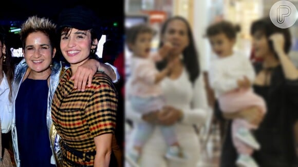 Nanda Costa levou suas filhas para passear em um shopping no Rio de Janeiro.