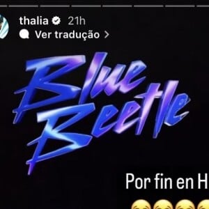 Thalia fez um post no Instagram brincando com a sua referência dentro do filme 'Besouro Azul' com Xolo Maridueña