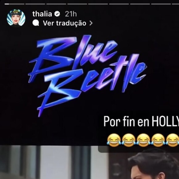 Thalia fez um post no Instagram brincando com a sua referência dentro do filme 'Besouro Azul' com Xolo Maridueña