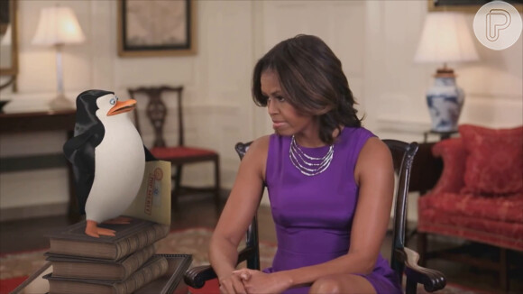 Michelle Obama conversa com Capitão em vídeo do filme 'Os Pinguins de Madagascar'