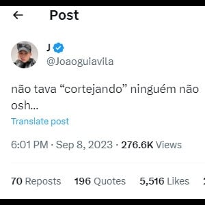 João Guilherme negou qualquer tipo de flerte no The Town