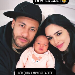 Neymar e Bruna Biancardi pergntaram quem os seguidores acham mais parecido com Mavie