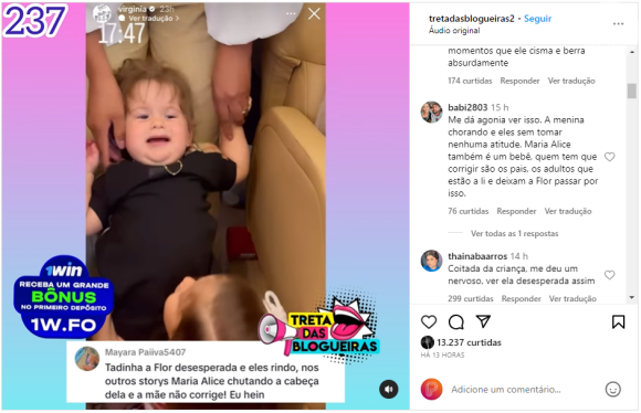 Em vídeo que viralizou de Maria Flor reclamando da irmã, Virginia Fonseca foi criticada por não dar limites a Maria Alice