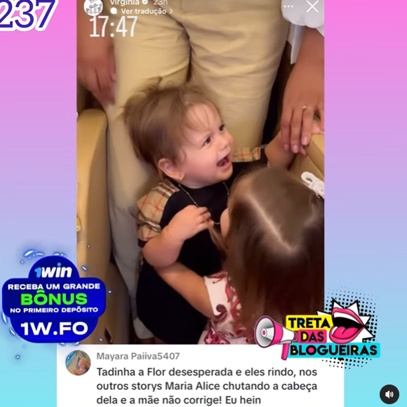 Internautas ficaram desconfortáveis em ver Maria Flor chorando em situação com a irmã e não ser amparada por Virginia Fonseca