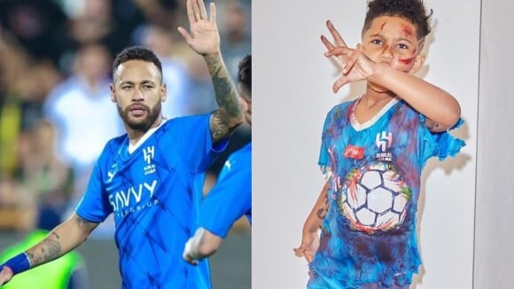 Neymar vira tema da fantasia do filho de Kim Kardashian no Halloween e web ironiza: 'Fantasiado de livramento'