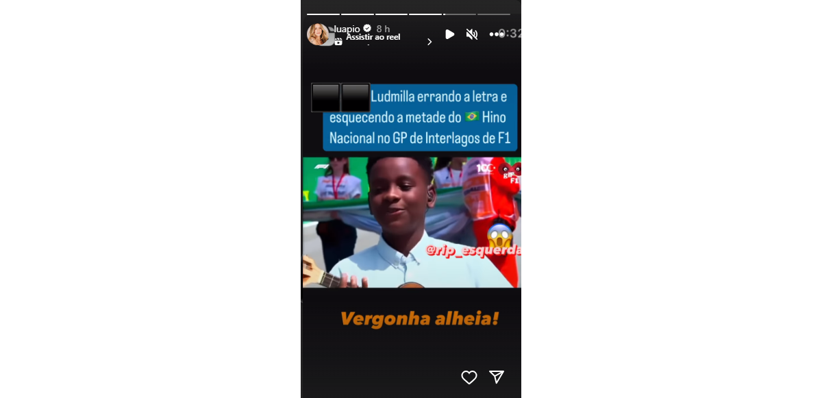 Luana Piovani acaba com Ludmilla por causa do hino nacional: “Vergonha  alheia”