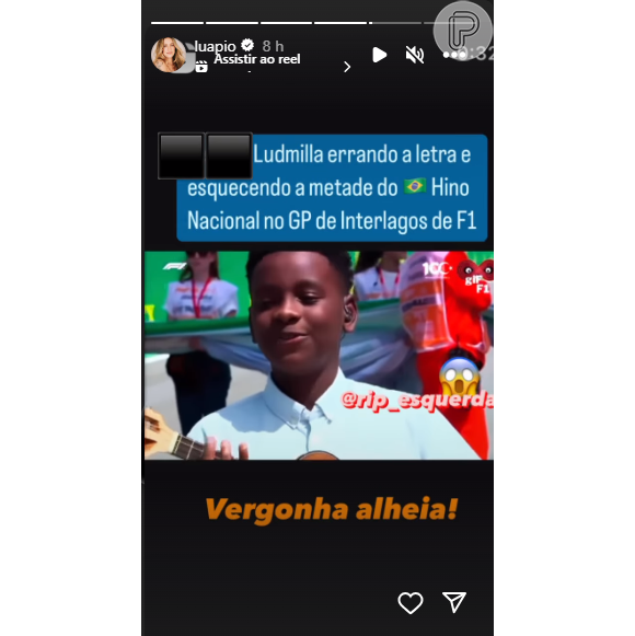 Luana Piovani acaba com Ludmilla por causa do hino nacional: “Vergonha  alheia”