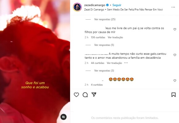 Atitude de Zezé Di Camargo com o filho foi criticada por fãs do sertanejo