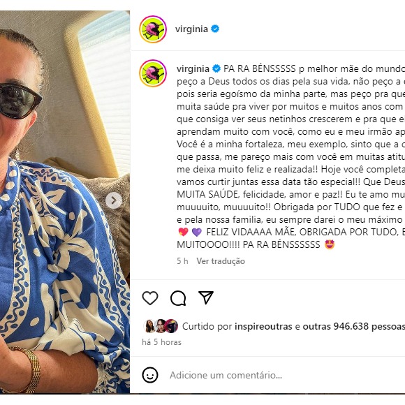 Margareth Serrão, mãe de Virginia, faz aniversário e influenciadora publica um textão como homenagem