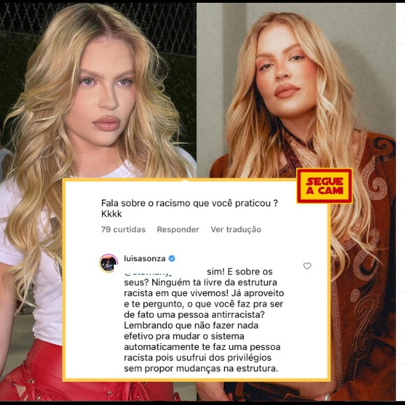 Luísa Sonza rebate pergunta de internauta sobre racismo