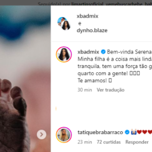 MC Mirella e Dynho Alves exibiram foto do pezinho da filha, Serena