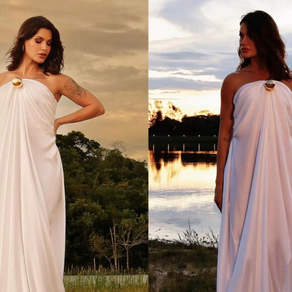 Com look fluido, Andressa Suita é alvo de elogios inusitados no Réveillon. 'Pega lençol, se enrola e consegue ficar magnífica'