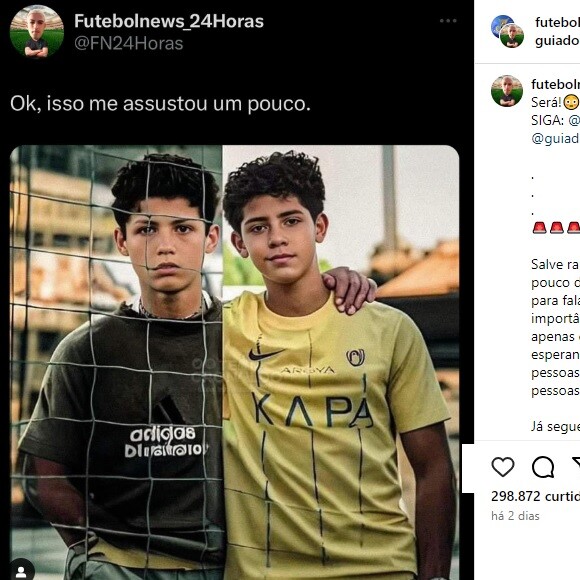 Aparência de filho mais velho de Cristiano Ronaldo choca com semelhança com o pai