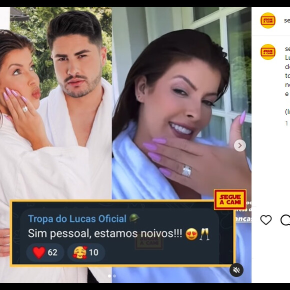 Lucas Souza confirmou em seu grupo com os fãs que está noivo