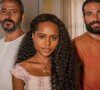 José Inocêncio ( Marcos Palmeira ), Maria Santa ( Duda Santos) e José Inocêncio (Humberto Carrão) na primeira fase de Renascer
