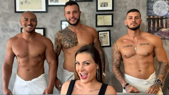 Andressa Urach realiza fetiche e grava sexo com três homens