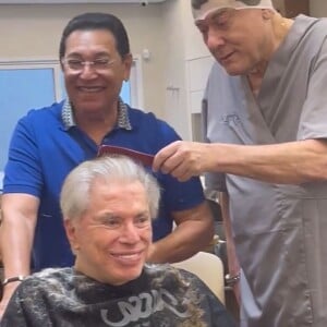 No local, Silvio Santos encontrou Milton Neves, que penteou seus cabelos