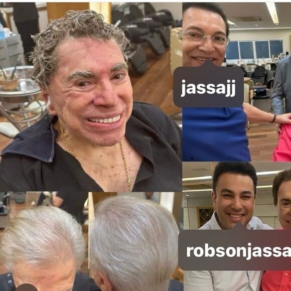 Cabeleireiro compartilhou o antes e depois de Silvio Santos, que pintou os cabelos e sobrancelhas de castanho