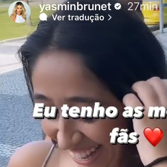 Fã tatua iniciais do nome de Yasmin Brunet no braço e deixa ex-BBB surpresa em encontro: 'Que maluquice'