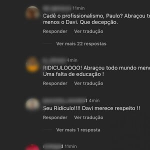 Internautas criticaram Paulo Ricardo no Instagram, após cantor ignorar Davi no 'BBB 24'
