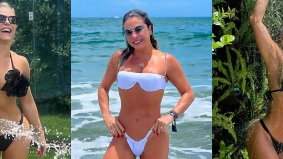 Poliana Rocha esbanja boa forma em biquíni e corpo jovem da sogra de Virgínia Fonseca, aos 47 anos, chama atenção. Veja 10 fotos!