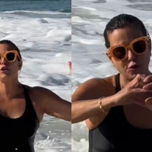 Narcisa gravou um vídeo dentro do mar de Copacabana pedindo ajuda pelo Rio Grande do Sul