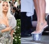 Kim Kardashian choca com sapato de salto sem suporte no MET Gala 2024