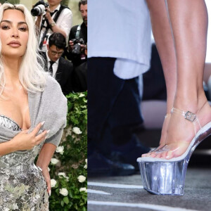 Kim Kardashian choca com sapato de salto sem suporte no MET Gala 2024