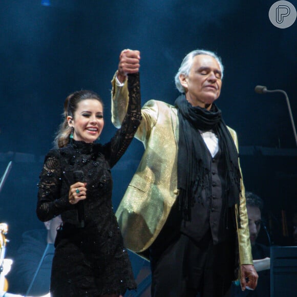 O show de Andrea Bocelli em São Paulo contou com a participação de Sandy