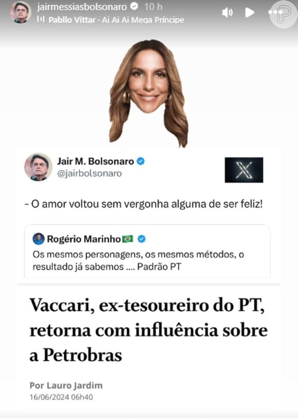 Jair Bolsonaro usou uma música de Pabllo Vittar em sua rede social