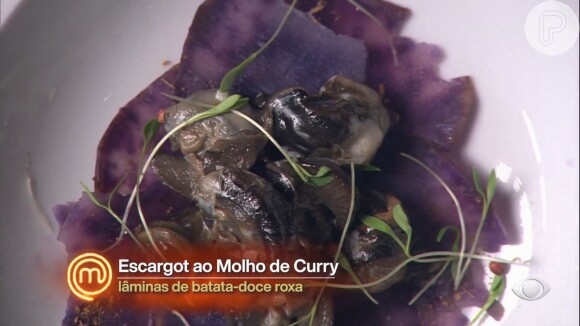 Jefferson tentou misturar batata-doce roxa com escargot no 'MasterChef Brasil 2024'