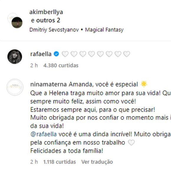 Rafaella Santos, irmã de Neymar, foi parabenizada por ser uma 'dinda incrível' para Helena