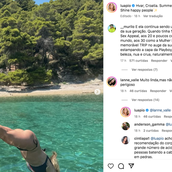 Luana Piovani recebeu o alerta de uma fã por mergulhar no mar, mas não reagiu muito bem