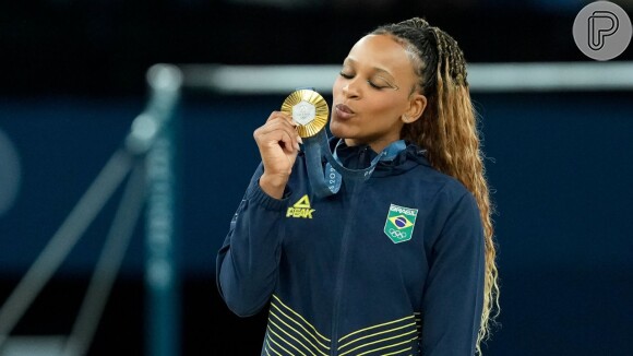 Rebeca Andrade ganhou a medalha de ouro na final do solo nas Olimpíadas de Paris 2024