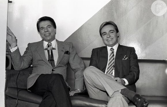 Silvio Santos e Gugu Liberato em foto de 1988 quando o pupilo passou a dividir o dominical com o dono do SBT