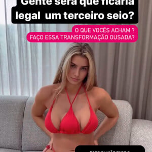 Andressa Urach publicou um vídeo de uma mulher de biquíni, supostamente com três seios: 'Gente, será que ficaria legal um terceiro seio?'