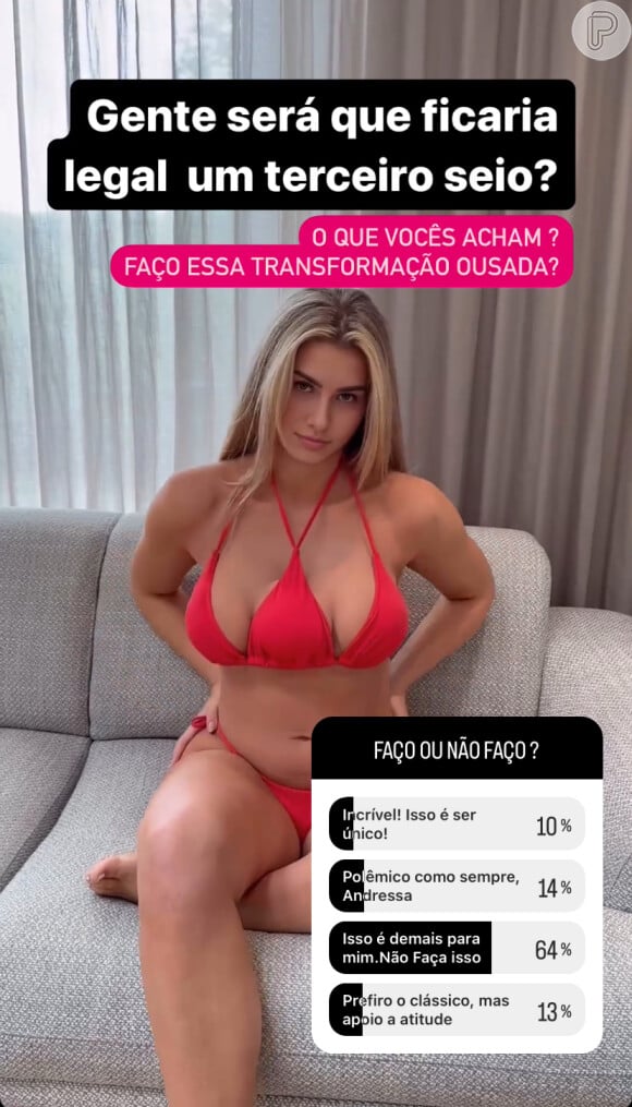 Andressa Urach publicou um vídeo de uma mulher de biquíni, supostamente com três seios: 'Gente, será que ficaria legal um terceiro seio?'