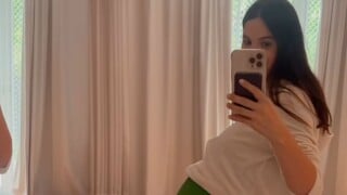 Grávida de 9 meses, Sthefany Brito passa sufoco com vestido por tamanho da barriga: 'Uma mãe indecente'