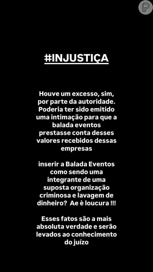 Gusttavo Lima apontou 'excesso' em oeração da Polícia Civil: 'Inserir a Balada Eventos como sendo uma integrante de uma suposta organização criminosa e lavagem de dinheiro? É loucura!'