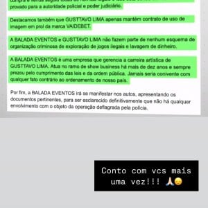 Gusttavo Lima apresentou documento para afastar qualquer prática ilegal