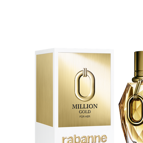 Million Gold For Her estará disponível em 30 ml, 50 ml, 90 ml e em recarga de 200 ml, bem como Body Lotion e Deodorant Spray